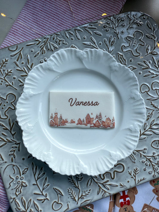 Personalised Place Card Cookie Village